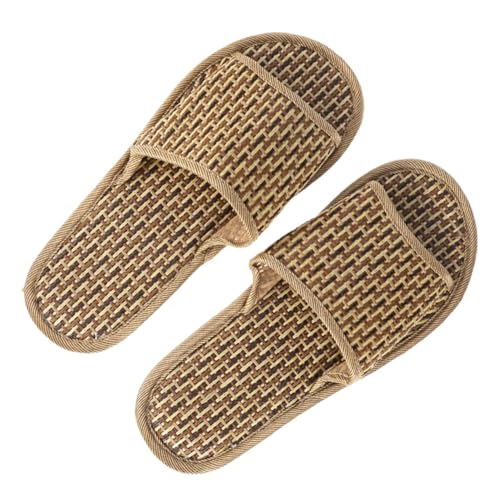 Yardenfun Bambus Sandalen Damen Herren Sommer Weave Slippers Atmungsaktiv Offene Zehen Dicke Sohle Hausschuhe Strand Garten Schuhe Komfortabel von Yardenfun