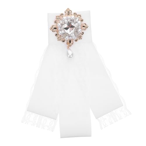 Yardenfun Barock Spitzen Schleifenbrosche mit Perlen Strass Vorgebundene Brosche für Damen Vielseitige Anstecknadel für Hemdkragen Uniform Hochzeit und Vintage-look von Yardenfun