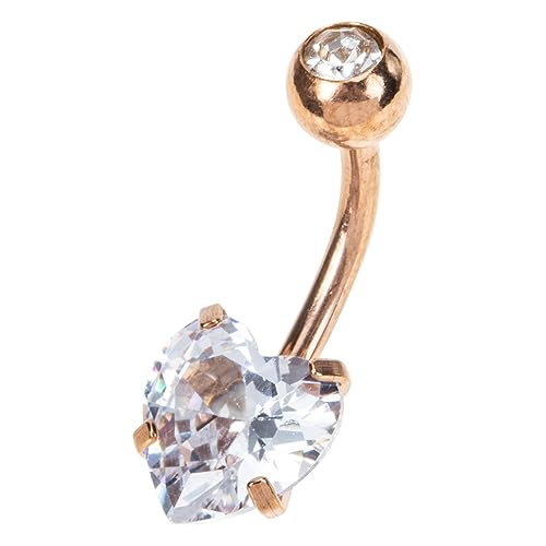 Yardenfun Bauchnabelpiercing Herz Zirkonia Nabelring Chirurgenstahl Roségold Bauchnabel Schmuck Damen Alltag Party von Yardenfun