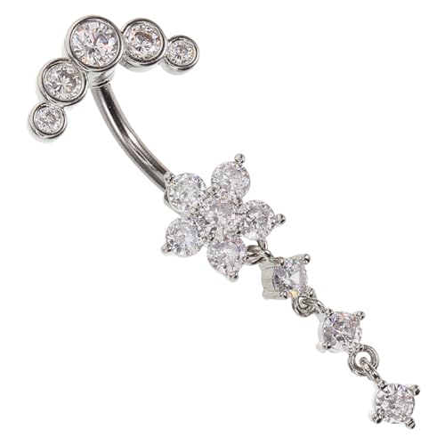 Yardenfun Bauchnabelpiercing-ring Aus Edelstahl Mit Blumen-design Für Damen Bauchnabelringe Körperschmuck Für Nabelpiercing von Yardenfun