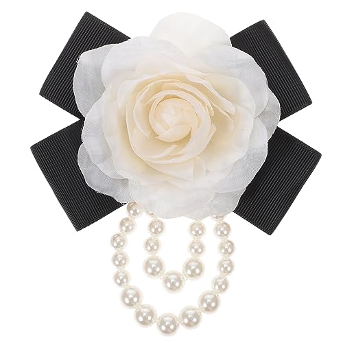 Yardenfun Blütenbrosche mit Perlen Schleifen Design Anstecknadel für Kleidung Schals Taschen für Partys Besondere Anlässe Cremefarbenem von Yardenfun