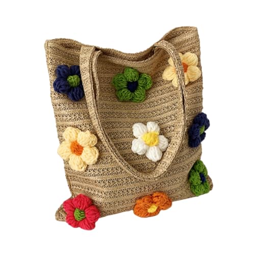 Yardenfun Blumen Umhängetasche Einkaufstasche Schultertasche Einkaufstasche Einkaufstasche Umhängetasche Umhängetasche Aus Stroh von Yardenfun