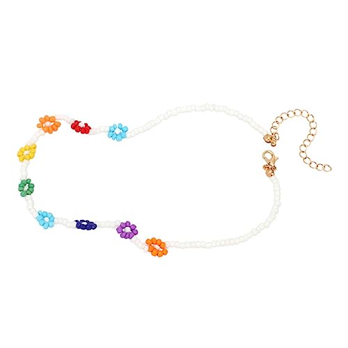 Yardenfun Blumenperlenkette für Damen Handgefertigte Halskette mit Bunten Perlen Stilvolle Clavicle Kette Outfits Schmuckaccessoire von Yardenfun