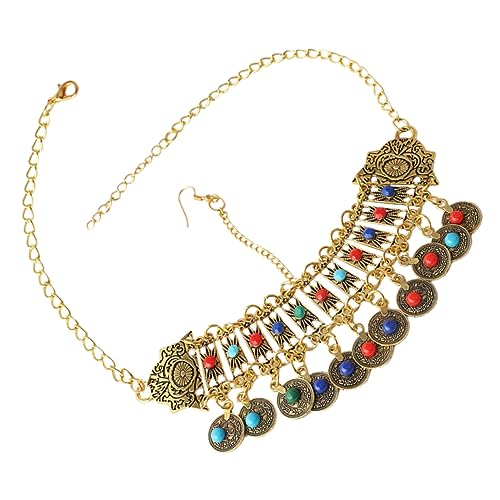 Yardenfun Boho Damen Halskette Vintage Münzanhänger Schmuck Haarband Statement Leicht Tragbar für Partys Braut und Brautjungfer von Yardenfun