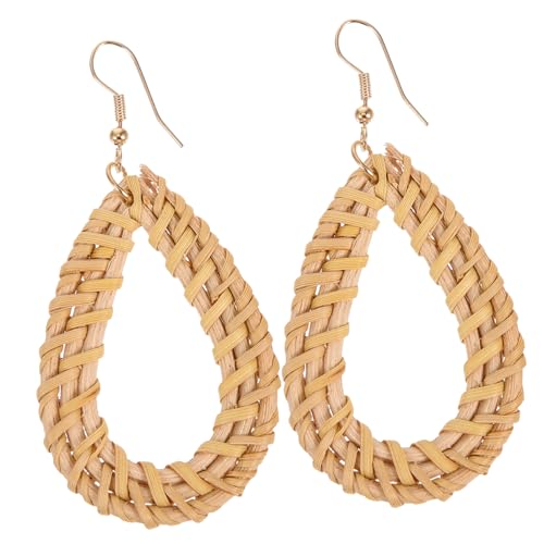 Yardenfun Boho Handgefertigte Rattan Ohrringe für Frauen Leichte Strand und Alltagsohrringe Geometrische Geflochtene Dangle Ohrhänger Modischer Ethnischer Schmuck und Vielseitig von Yardenfun