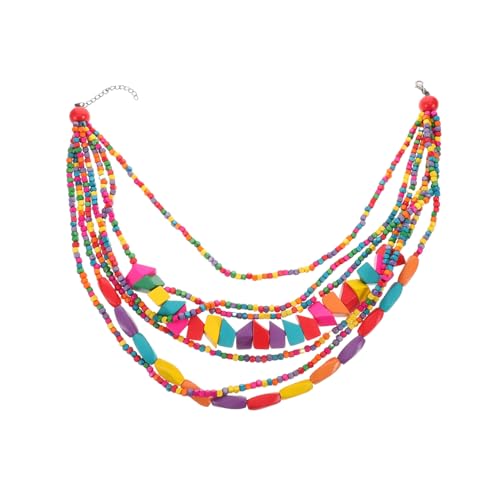 Yardenfun Boho Statement Perlenkette Mehrlagig Ethnisch Farbige Holzperlen Afrikanischer Stil Schmuck Für Damen Partys Alltag von Yardenfun