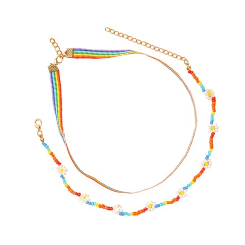 Yardenfun Bunte Geschichtete Perlen halskette Boho choker mit Regenbogenfarben Sommerliches Strand schmuckset Ethno design für Damen und Mädchen von Yardenfun