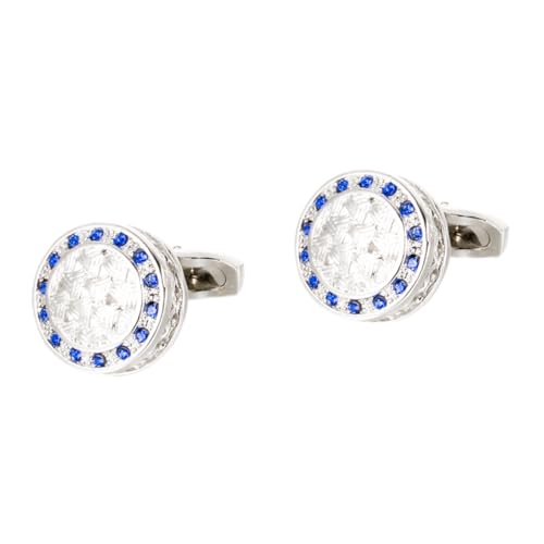 Yardenfun Business Manschettenknöpfe Herren Blau Rund Stilvoll Hemd Schmuck Leicht Robust für Anzug Hochzeit Geschenk von Yardenfun