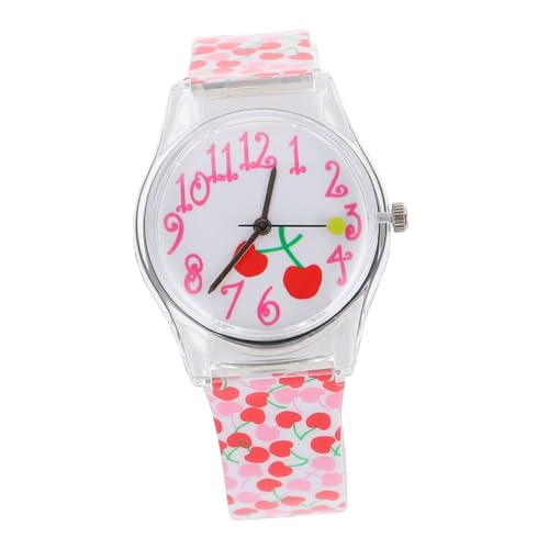 Yardenfun Cartoon Armbanduhr Silikon Einstellbare Bequeme Uhr mit Kirschmotiv für Lernuhr Zeitlesen von Yardenfun