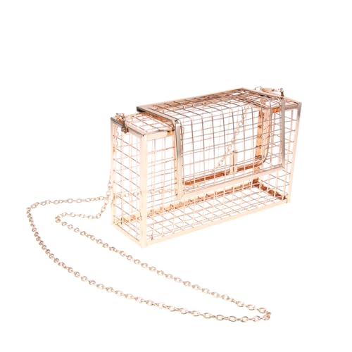 Yardenfun Metall Clutch Abendtasche Korb Hohlbox Kette Schultertasche Für Damen Platz Für Schlüssel Geldbörse Lippenstift Smartphone Sonnenbrille von Yardenfun