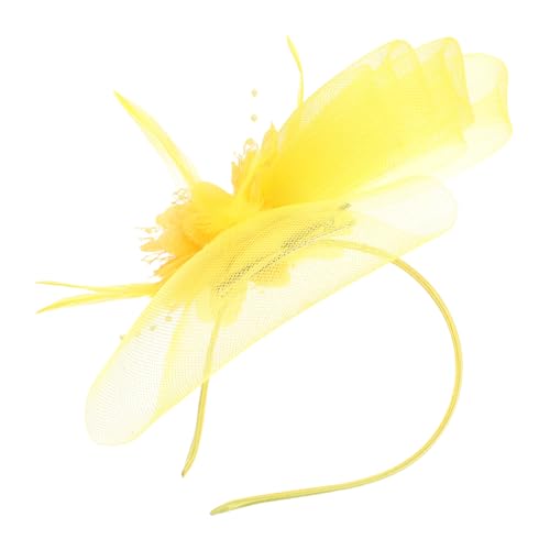 Yardenfun Damen Fascinator Haarreif mit Mesh und Schmuck Eleganter Vielseitiger Kopfschmuck für Hochzeiten Teepartys und Festliche Anlässe Haarclip und Stirnband in Gelb Formeller von Yardenfun