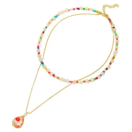 Yardenfun Perlenkette Für Damen Mehrreihige Kettenhalskette Schlüsselbeinkette Mit Anhänger Verstellbare Halsketten Für Verschiedene Anlässe von Yardenfun