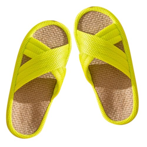 Yardenfun Damen Hausschuhe Leicht Atmungsaktiv Rutschfest Indoor Slippers Mit Dickem Absatz Für Hotel Salon Urlaub Reise Grün von Yardenfun