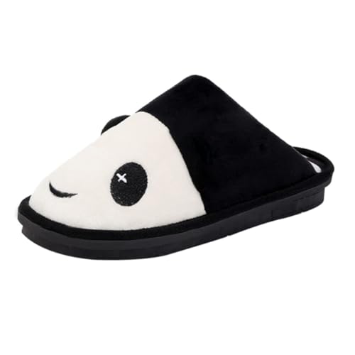 Yardenfun Damen Hausschuhe Panda Muster Warm Gefüttert Rutschfest Weiche Winter Slipper Komfortable Baumwollpantoffeln Innenbereich Klassisch Neutral von Yardenfun
