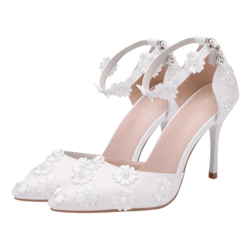 Yardenfun Damen High Heels Sandalen mit Spitzem Zehenverschluss Modisch und Angenehm für Hochzeit Party und Business Weiß Stilvolle Pumps für Frauen von Yardenfun