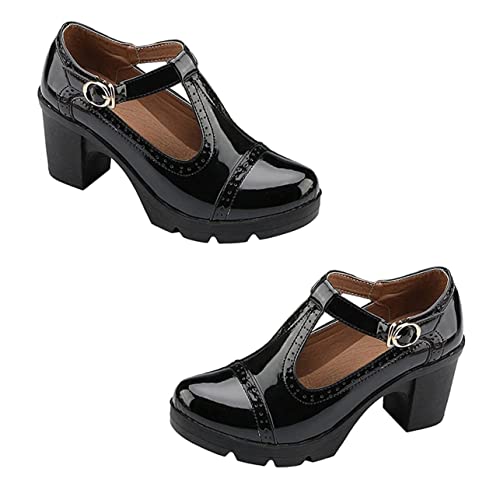 Yardenfun Damen High Heels mit Blockabsatz Runde Zehen Komfortable Leichte Sommer Pumps für Frauen Alltags und Arbeitsschuhe in Schwarz von Yardenfun