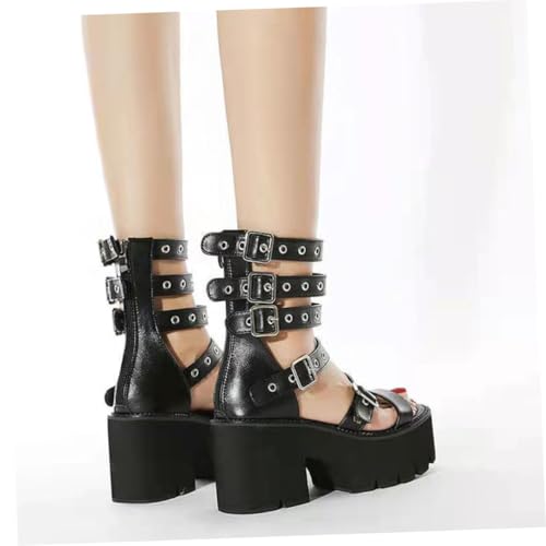 Yardenfun Damen Sandalen mit Dickem Plateau und Seitlicher Schnalle Bequeme Atmungsaktive Sommer schuhe aus PU und Gummi Stilvolle Strapazierfähige Freizeitschuhe für Frauen zu Jeans und von Yardenfun