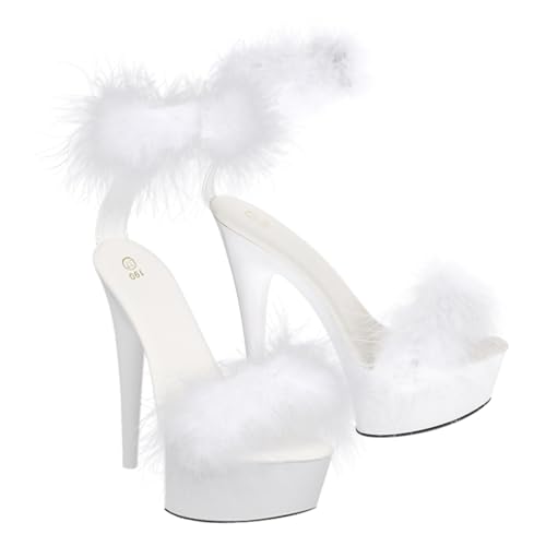 Yardenfun Damen Sandalen mit Hohen Absätzen Strapazierfähiges Obermaterial Atmungsaktiv und Feuchtigkeitsableitend Modisch und für Sommer Weiß von Yardenfun