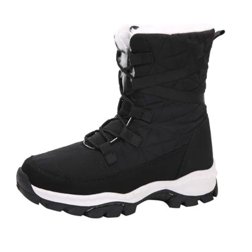 Yardenfun Damen Schneestiefel Warm Gefüttert Hohe Schuhe Weiche Sohle Komfortable Winterstiefel Für Outdoor Alltag Schwarz von Yardenfun