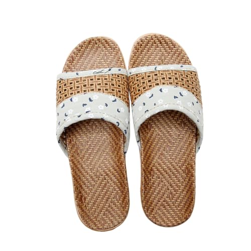 Yardenfun Damen Sommer Hausschuhe mit Rutschfester Sohle Bedruckt Atmungsaktiv Leichte Flache Pantoffeln Offen Zehenbereich Grün für Drinnen und Draußen von Yardenfun