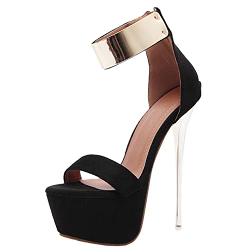Yardenfun Damen Sommer Sandalen mit Dünnem Absatz Rutschfeste Sohle Schwarze High Heels Luftige Stylische Schuhe für Heiße Tage und Partys von Yardenfun