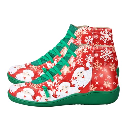 Yardenfun Damen Xmas Kurzstiefel Grün Weiche Freizeit Schuhe Festliche Weihnachtsmotive Modisch Herbst Winter von Yardenfun