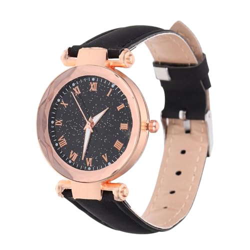 Yardenfun Damenuhr Damenlederuhr Mit Glas Für Frauen Mädchen Casual Mode Armbanduhr Langlebig Und Robust Leicht Anzuziehen Für Verschiedene Anlässe von Yardenfun