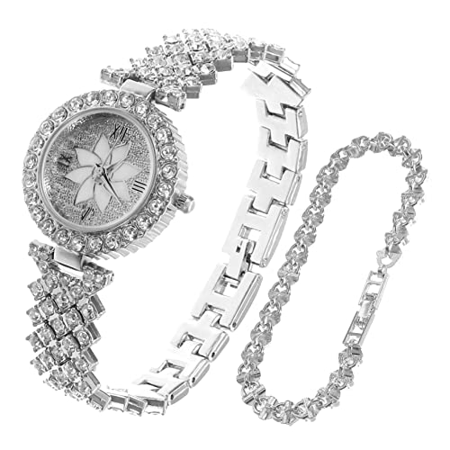 Yardenfun Damen Armbanduhr Mit Strassbesatz Elegante Quarzuhr Mit Armband Modisches Für Frauen Silberne Farbvariante Für Jeden Anlass Präzise Zeitmessung Und Komfortables Tragen von Yardenfun