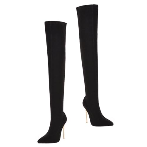 Yardenfun Elegante Overknee Stiefel Damen Schwarz Dünner Absatz Hohe Langschaft Stiefel für Herbst Winter Warme Atmungsaktive Innensohle Vielseitig für Freizeit Party und Arbeit Geeignet von Yardenfun