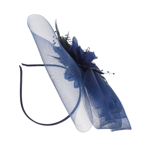 Yardenfun Eleganter Fascinator Haarreif mit Netz und Federn Vielseitig als Haarklammer oder Stirnband Damen Kopfschmuck für Pferderennen Hochzeiten und Tea Party Blau von Yardenfun