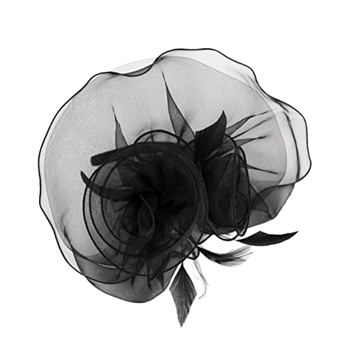 Yardenfun Eleganter Federkopfschmuck für Damen Organza Haarspange Kreative Party Kopfbedeckung Schwarz für Hochzeiten Tanzpartys Festivals und Besondere Anlässe von Yardenfun