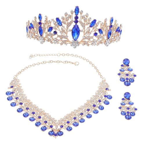 Yardenfun Elegantes Brautschmuck Set mit Funkelnder Strasskrone Halskette und Dangle Ohrringen Stabiles Präzise Verarbeitetes Schmuckset für Frauen Geeignet für Hochzeit und Festliche von Yardenfun
