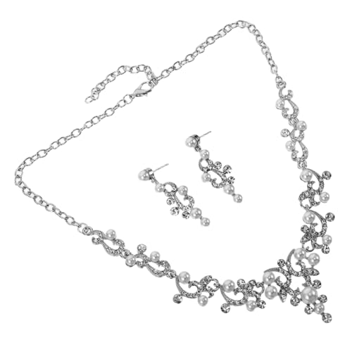 Yardenfun Elegantes Brautschmuckset mit Perlen und Strass Leichtes Faderesistentes Halskette-ohrringe Set für Hochzeit Bankett Damen und Besondere Anlässe Vollständiges Schmuck-set von Yardenfun