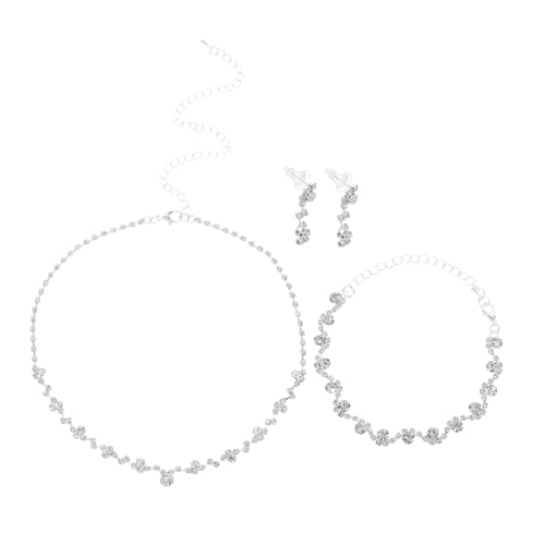 Yardenfun Elegantes Schmuckset Damen mit Halskette Ohrringen Armband Funkelndes Strass Brautjungfern Abendkleider Hochzeiten Prom und Festliche Anlässe von Yardenfun