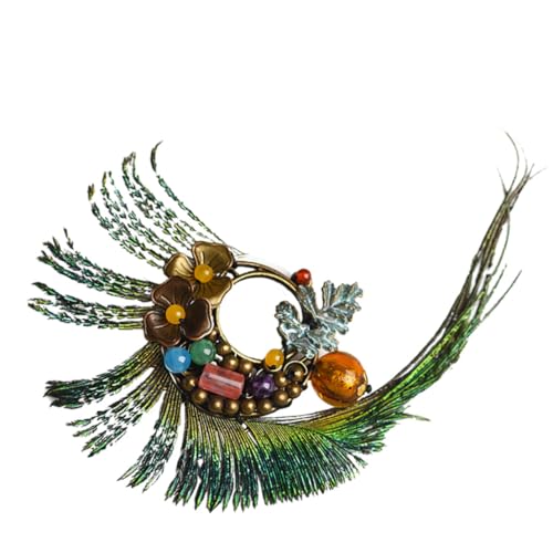 Yardenfun Ethnische Pfauenfeder Brosche aus Langlebiger Legierung Stilvolle Schmuckaccessoire für Kleidung Geeignet für Partys Mäntel Schals und Vielseitige Dekoration von Yardenfun