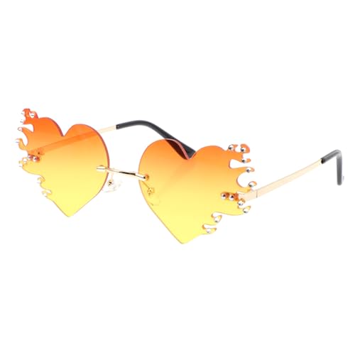 Yardenfun Flammen Sonnenbrille Bachelorette Sonnenbrille Herz Brille Partyzubehör Herzförmige Sonnenbrille Trendige Sonnenbrille Herz Sonnenbrille Rahmenlose Sonnenbrille Coole von Yardenfun
