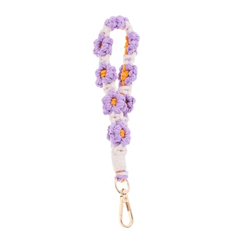 Yardenfun Gänseblümchen Schlüsselanhänger bastelzeug handwerkskunst baumwollschnur schlusselketten Funky Handgelenkbänder Exquisiter Schlüsselanhängerhalter Handschlaufe Baumwollseil Violett von Yardenfun