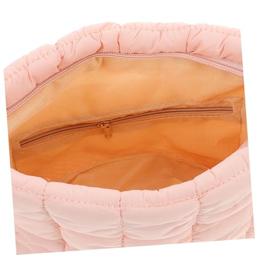 Yardenfun Gesteppte Kosmetiktasche Damen Kleine Kulturtasche Puff Bag Winterliche Make up Tasche Rosa Clutch für Reisen und Alltag Stilvolle Aufbewahrung von Yardenfun