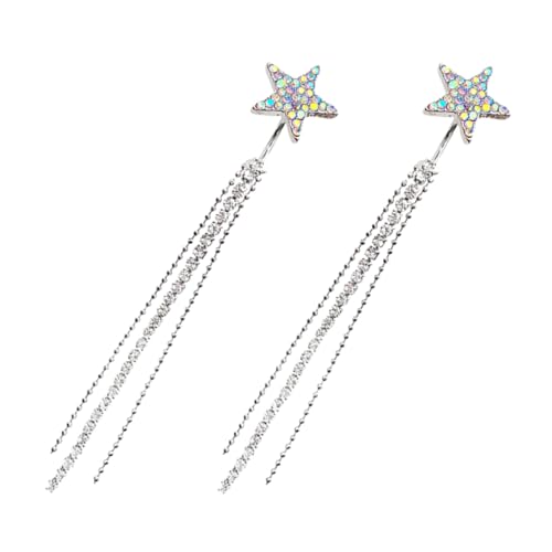 Yardenfun Glänzende Lange Quasten Ohrringe Damen mit Funkelnden Sternen Leichte Tropfenohrringe aus Langlebiger Legierung Strahlender Schmuck für Alltag und Besondere Anlässe von Yardenfun