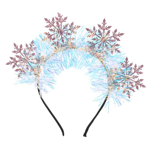 Yardenfun Glitzer Schneeflocken Stirnband für Frauen Dekoratives Weihnachts Stirnband Rosa mit Funkelnden Schneeflocken für Partys und Festlichkeiten Leicht und Langlebig von Yardenfun