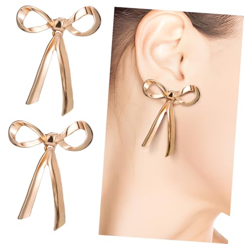 Yardenfun Goldene Bowknot Ohrringe Damen Metall Ohrstecker Leicht und Langlebig Elegantes Design für Hochzeit Party und Alltag von Yardenfun