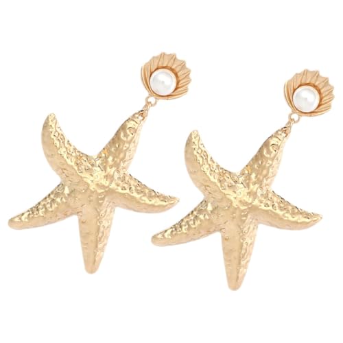 Yardenfun Goldene Muschel Perlenohrringe Damen Leichte Legierungs Ohrringe mit Meerjungfrau Design Statement Accessoires für Party Reise und Alltag von Yardenfun