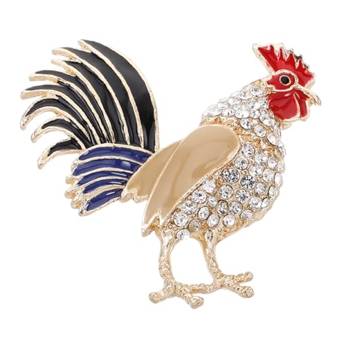 Yardenfun Goldfarbene Hahn Brosche Anstecknadel Damen Schmuck aus Langlebiger mit Strassstein Verziert Passend für Kleider Schals und Formelle Anlässe Wie Hochzeit Party und Festlichkeiten von Yardenfun