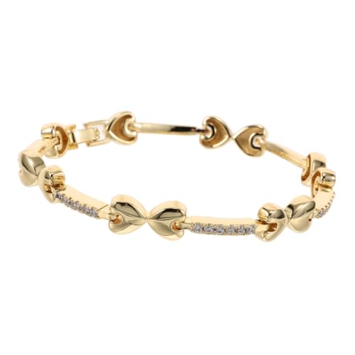 Yardenfun Goldfarbenes Damen Armband mit Herzbox Verschluss Zirkonia Besetzt Langlebiges Kupfer Modisches Freundschafts Schmuckstück für Freundinnen von Yardenfun