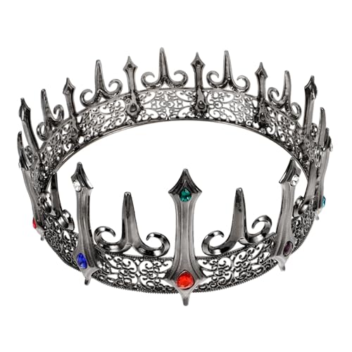 Yardenfun Vintage Gothic Krone Für Herren Kopfbedeckung Aus Zinklegierung Mit Strasssteinen Unisex-party-kopfbedeckung von Yardenfun