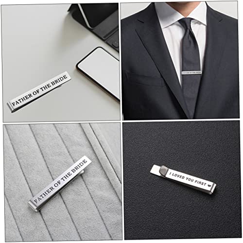 Yardenfun Gravierte Krawattenklammer Titanstahl für Vater der Braut Langlebig Leicht Glatt Poliert Anzug Klammer für Hochzeitsanzug von Yardenfun