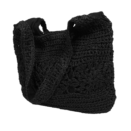 Yardenfun Große Sommerliche Schultertasche aus Gehobeltem Stroh Handgewebter Robuster Unterarm-tote mit Gepolsterten Trägern Kratzfest Geräumig Modisch für Strand Reisen und Alltag von Yardenfun