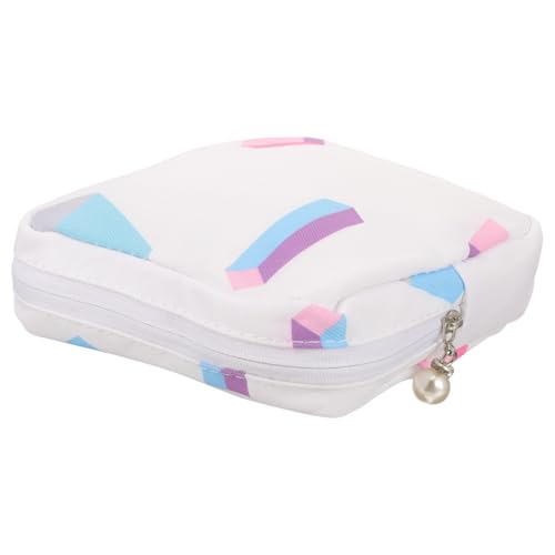 Yardenfun Großer Hygiene-Einlagen Organizer mit Reißverschluss Tragbare Damenbinden Aufbewahrungstasche in Weißem Muster Vielseitiger Sanitary Napkin Storage Pouch für Unterwegs von Yardenfun