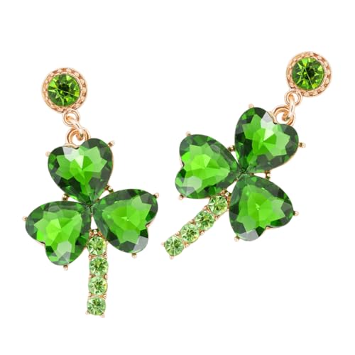 Yardenfun Grüne Shamrock Ohrstecker mit Funkelnden Zirkonia Irischer Schmuck für Frauen Festliche Kleeblatt Ohrringe für Patricks Day Feier Elegantes Accessoire für Party und von Yardenfun