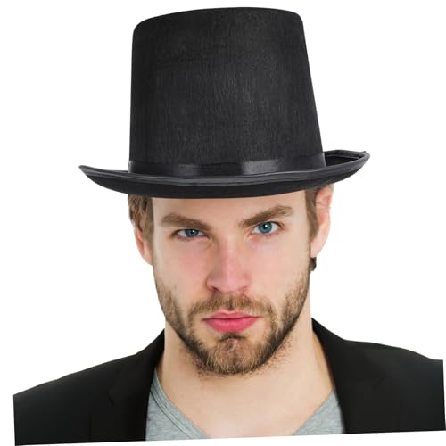 Yardenfun Halloween Schwarzer Filz Zauberer Hut Hoher Hut Party Requisiten Herren Kostüm Accessoire für Karneval Fasching von Yardenfun